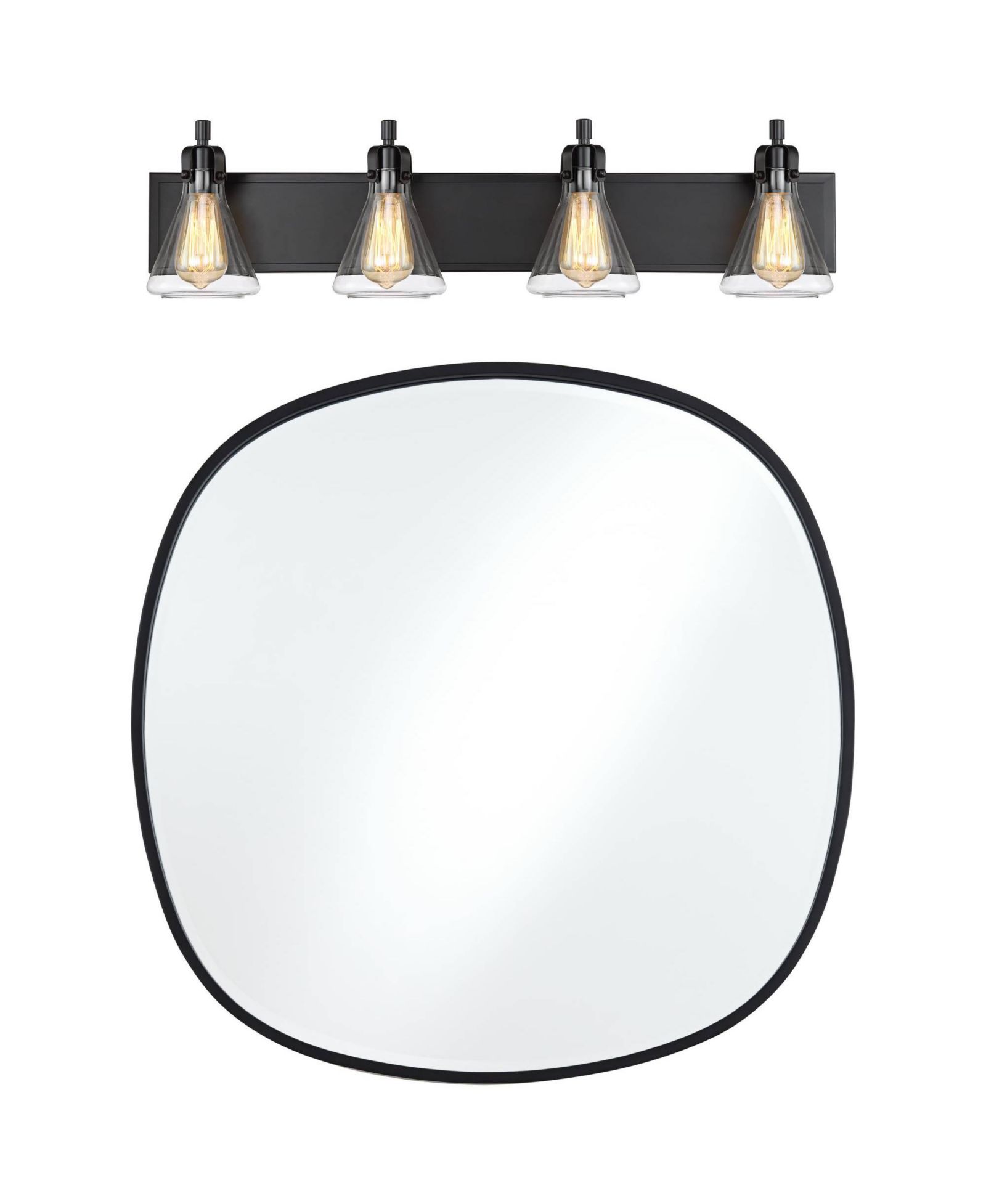 Possini Euro Design Bath Kit: Possini Euro Cindy Bath Light with Uttermost Webster Wall Mirror