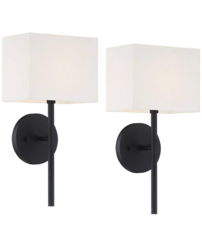 Набор из 2 настенных светильников Possini Euro Design Favreau Modern с льняными абажурами