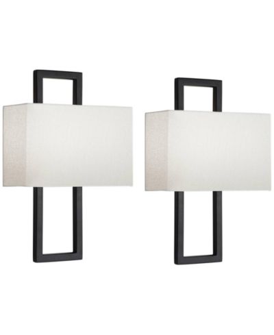 Настенные светильники Possini Euro Design Modena Modern, комплект из 2 шт., серебристые с тканевым абажуром