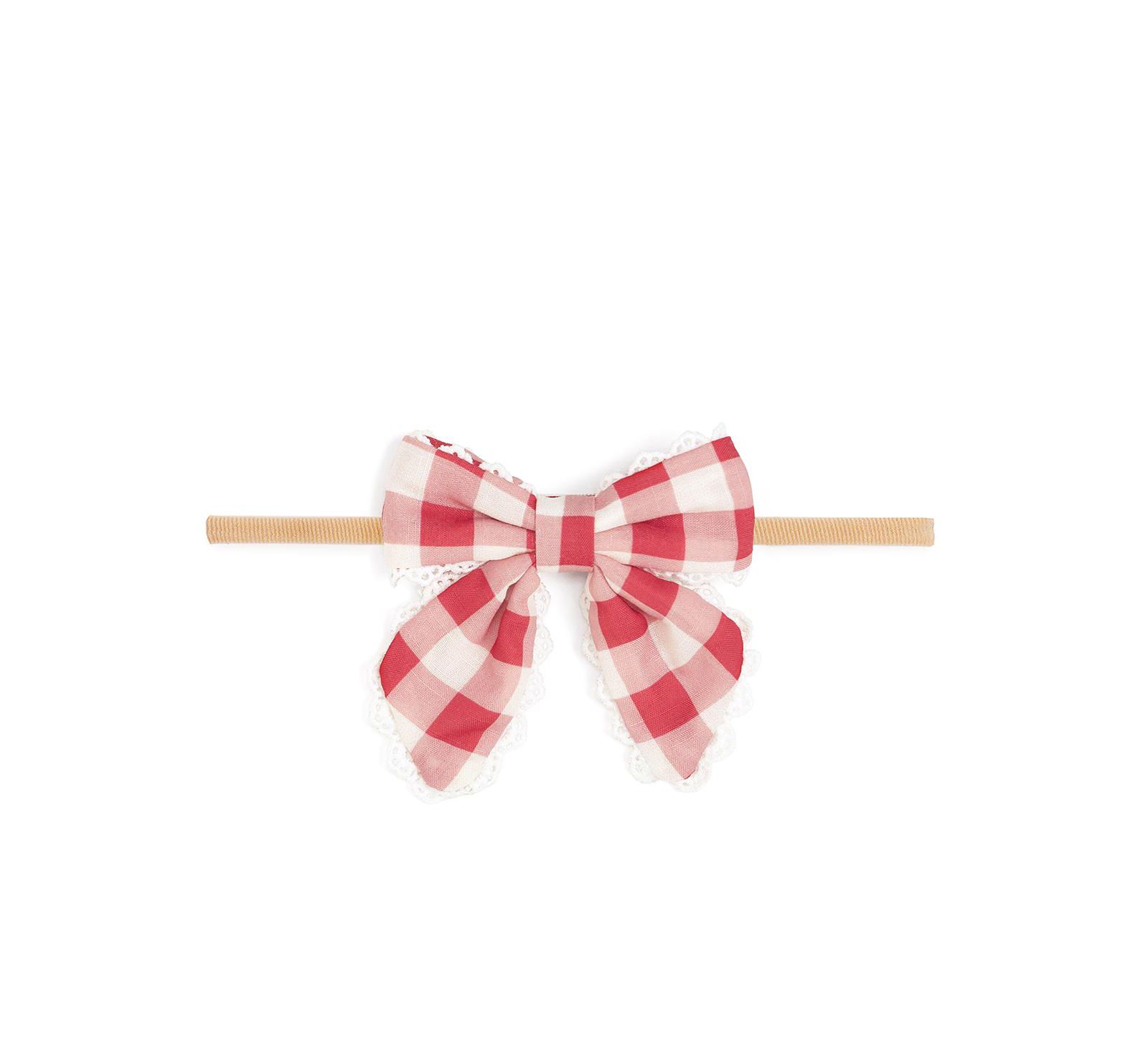 Sweet Wink Baby Girls Red Gingham Bow Baby Headband
