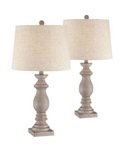 Набор настольных ламп Regency Hill Patsy 26 1/2" Tall Candlestick Traditional с Wi-Fi Smart Socket, отделка из белого дерева для гостиной