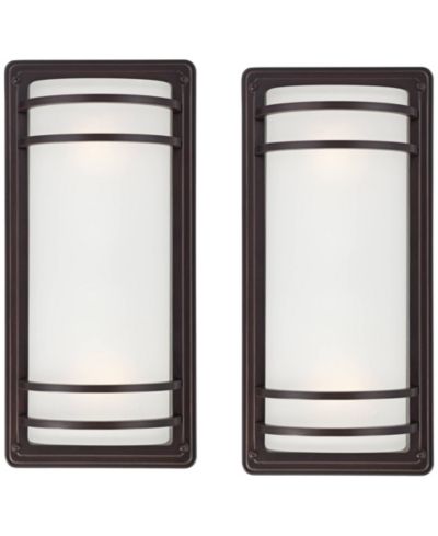 Набор уличных настенных светильников John Timberland Habitat Modern Industrial, 2 шт., Rubbed Bronze 16" Opal Glass