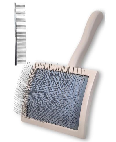 ARONKL Premium Dog Slicker Brush Comb Kit for Dense Long Curly Coats Doodles Poodles Goldendoodles Labradoodles