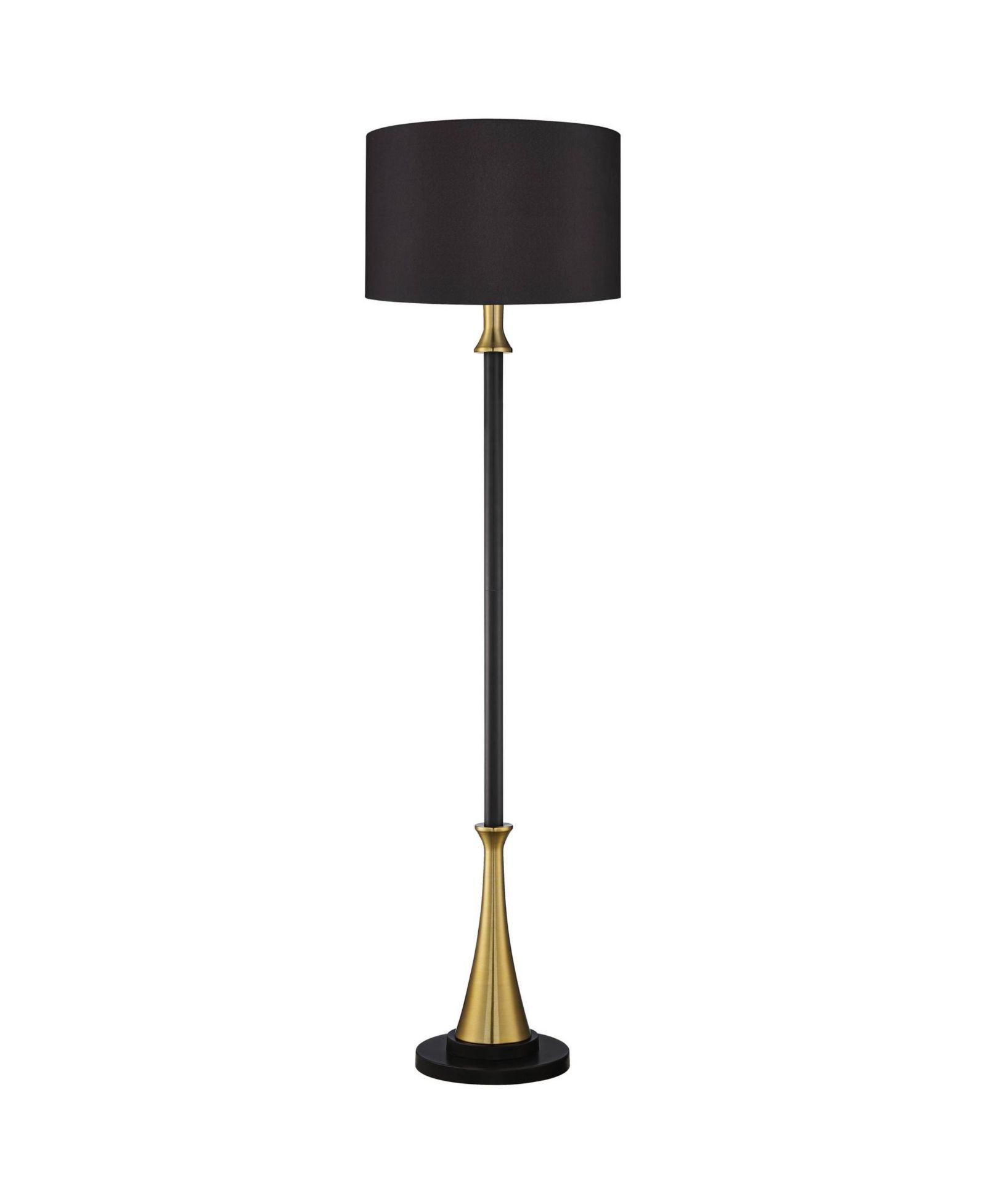 Possini Euro Design напольный торшер Burbank Mid Century Modern Art Deco 70" Tall с диммером и двухцветным латунным абажуром Drum для гостиной