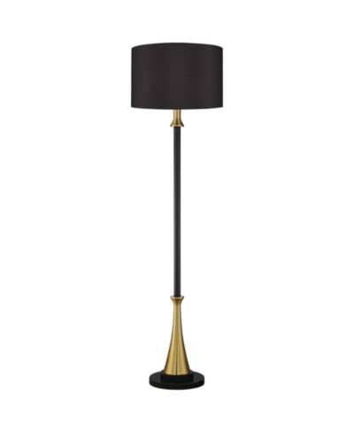Possini Euro Design напольный торшер Burbank Mid Century Modern Art Deco 70" Tall с диммером и двухцветным латунным абажуром Drum для гостиной