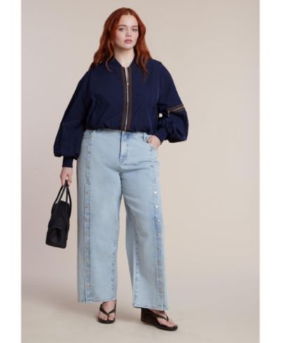 ELOQUII Women's Snap Front Midrise Jean