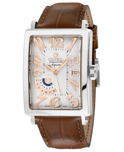 Gevril Men's Avenue of Americas Swiss Automatic Italian Leather Strap Watch