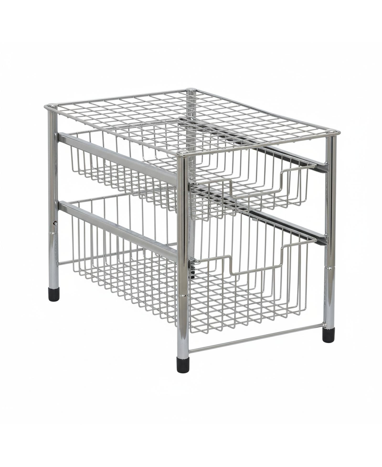YIGII Выдвижной органайзер для шкафа, двойные металлические корзины, Stackable Metal Storage