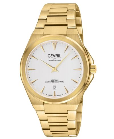 Gevril Men's Montauk Swiss Quartz IP Gold Bracelet Watch
