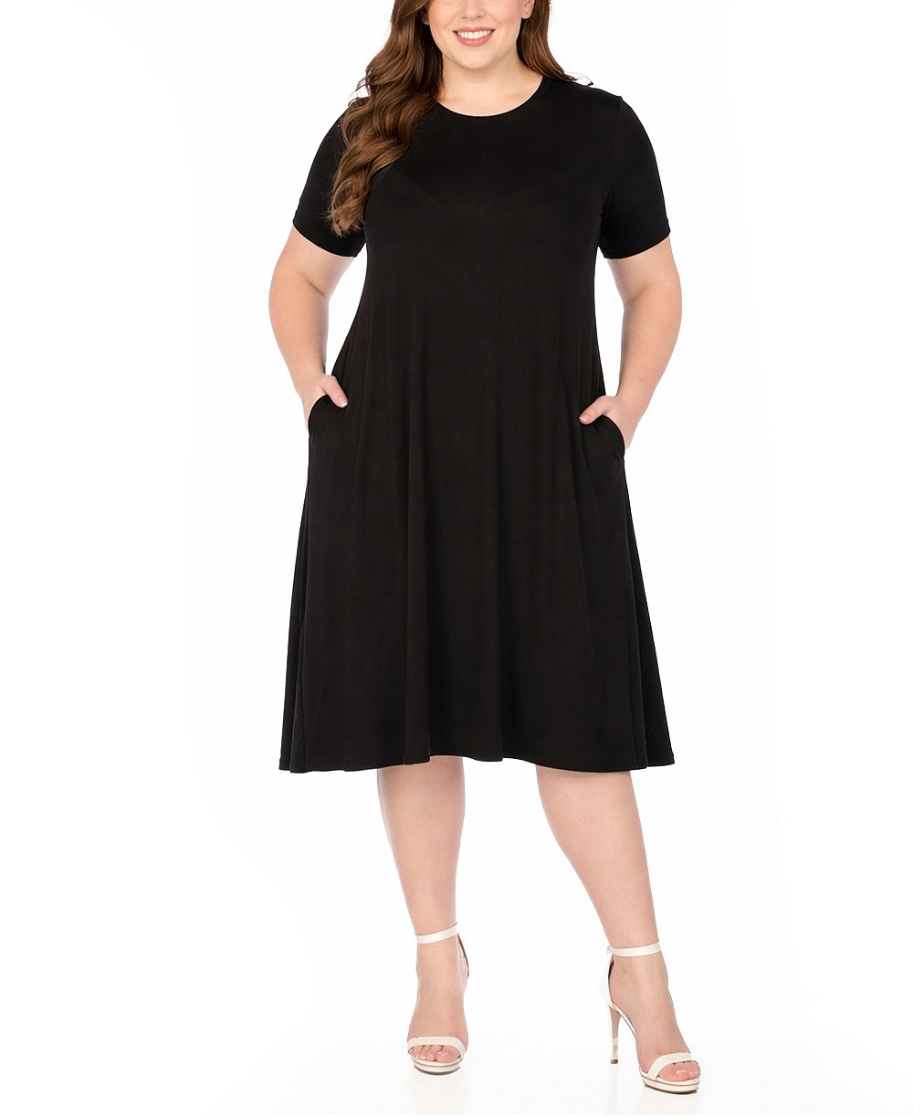 White Mark Plus Size Tee Swing Midi Dress