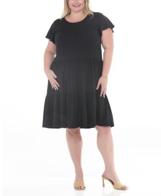 White Mark Plus Size Платье с многослойными оборками и рукавами-крылышками