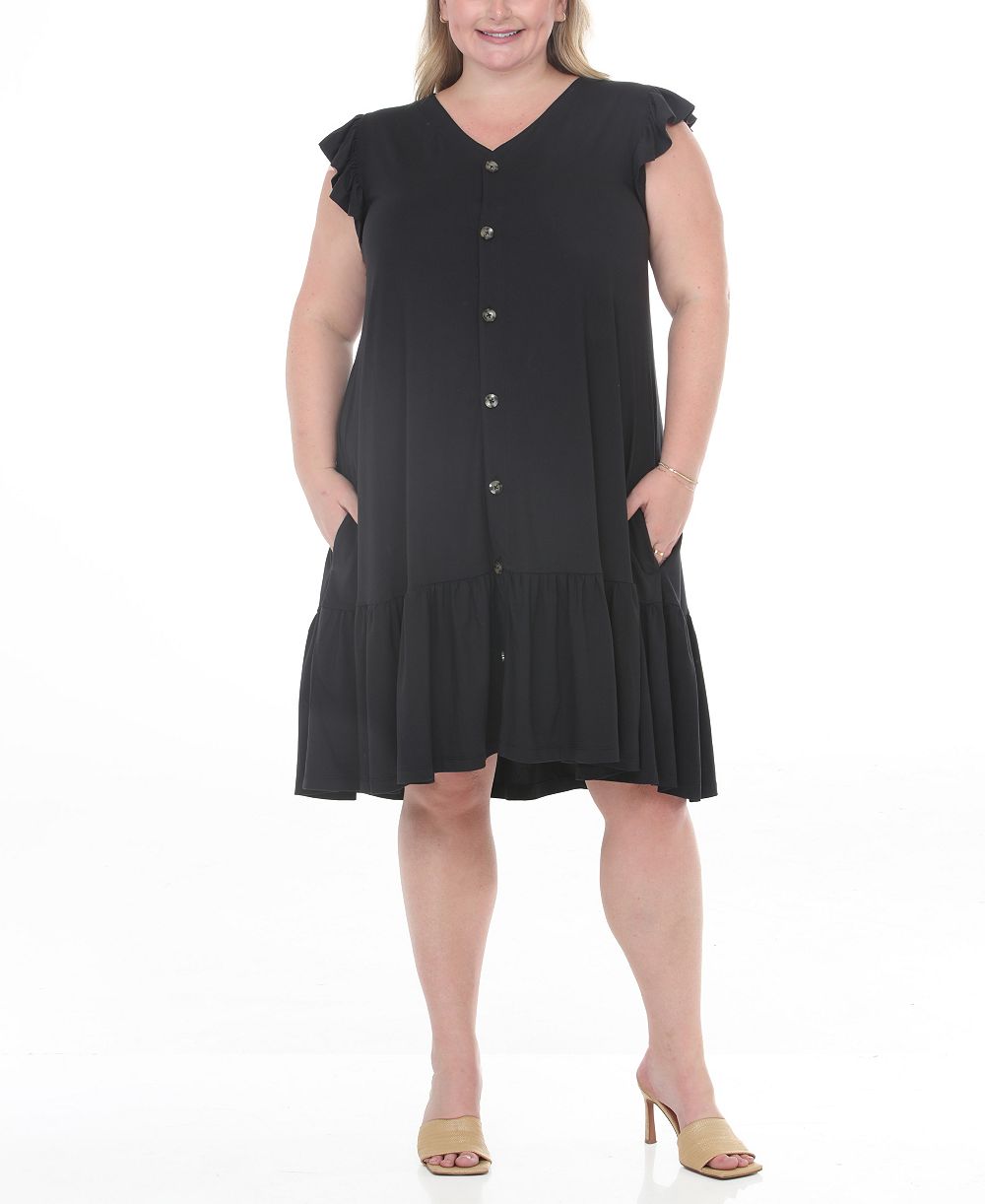 White Mark Платье Plus Size Button-Front Tiered Swing