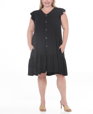 White Mark Платье Plus Size Button-Front Tiered Swing