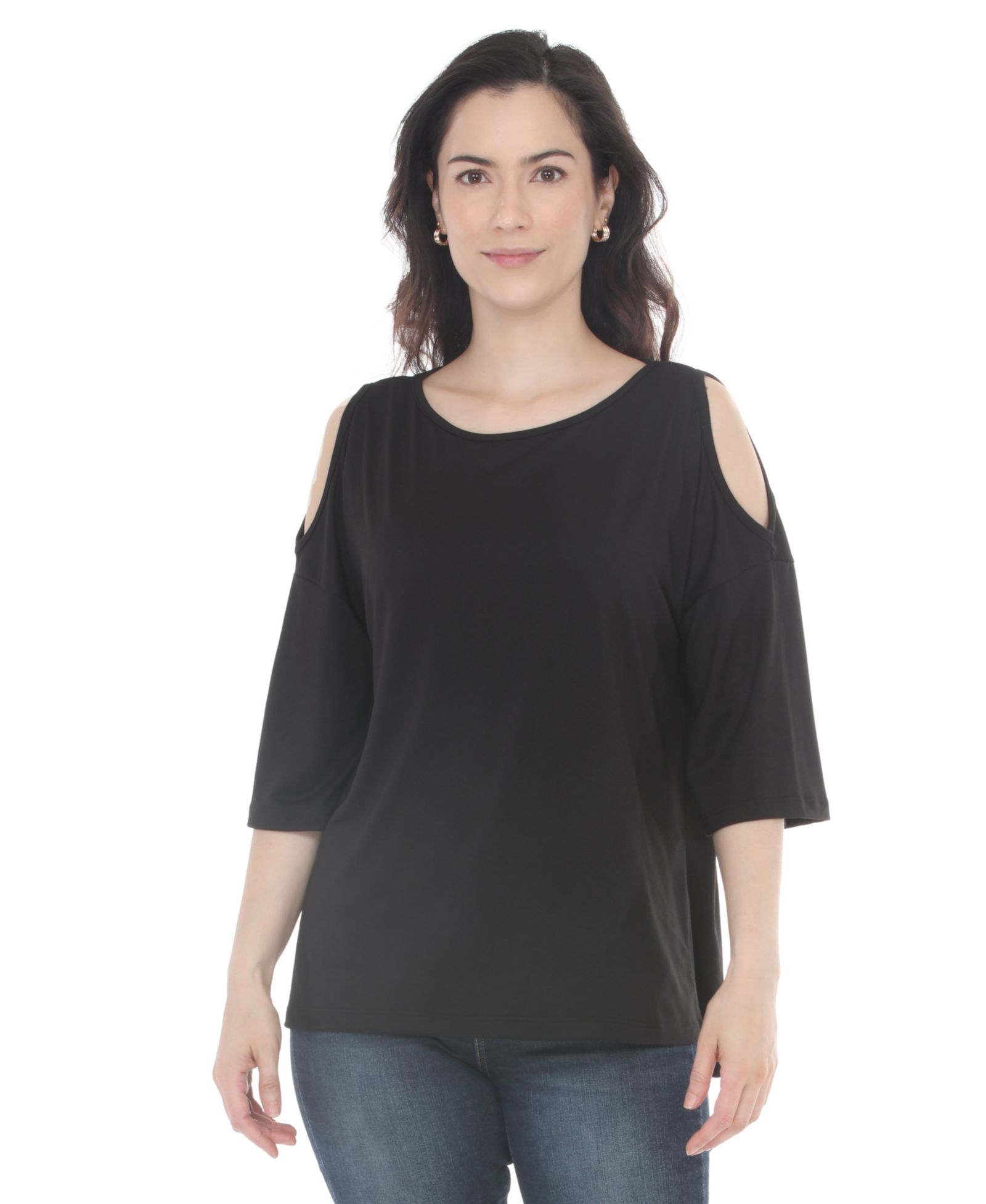 White Mark Women's Casual Cold Shoulder Pullover Top