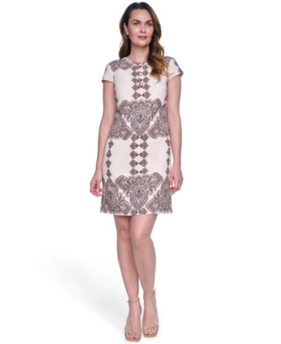 Vince Camuto Women's Printed Taffeta Button-Front Shift Dress