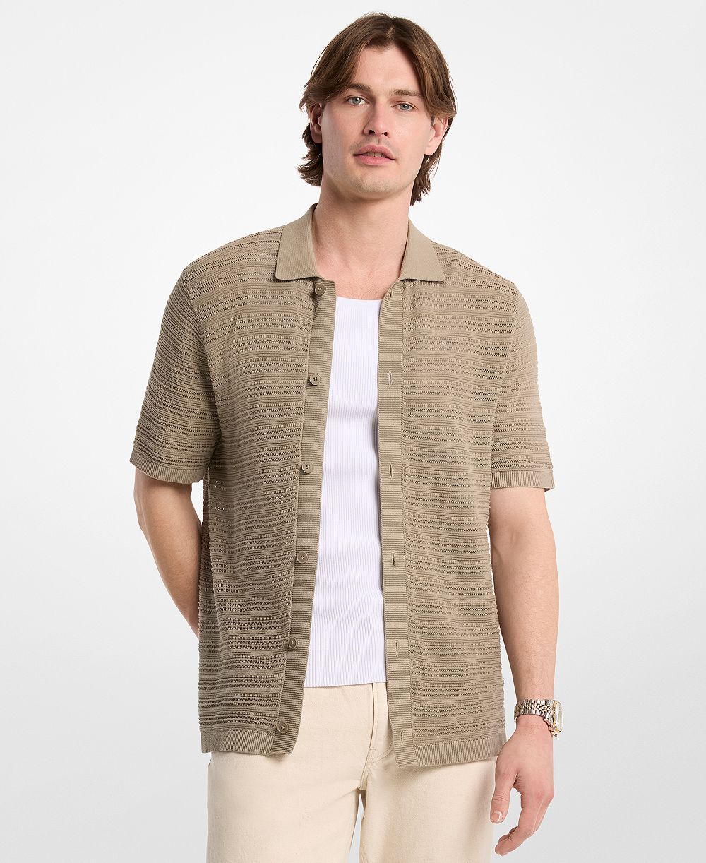 Рубашка Michael Kors Men's Open-Stitch Cotton Short-Sleeve