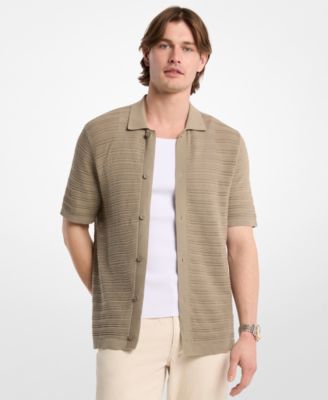 Рубашка Michael Kors Men's Open-Stitch Cotton Short-Sleeve