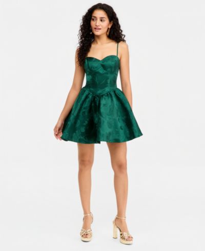 B Darlin Juniors' Jacquard Satin Fit & Flare Dress