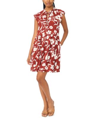 Женское MSK Floral Linen Blend Tiered Dress