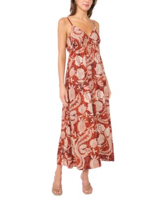 MSK Women's Paisley Print Button-Front Maxi Dress