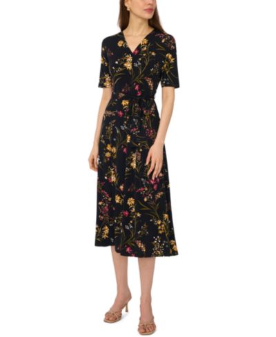 MSK Women's V-Neck Midi Dress