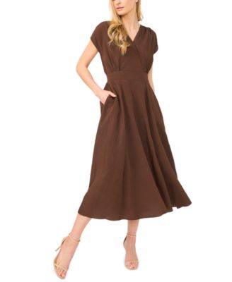 MSK Women's V-Neck Midi Dress
