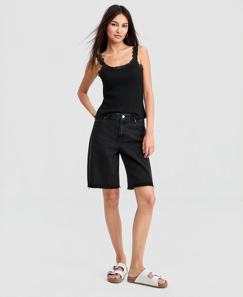 And Now This Petite джинсовые шорты High Rise Raw-Hem