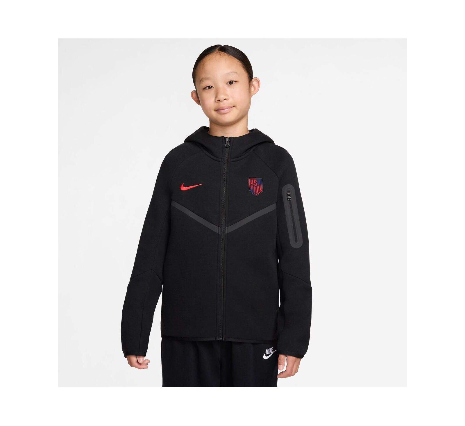 Nike Худи Tech Fleece с полной молнией для мальчиков и девочек, черный USMNT