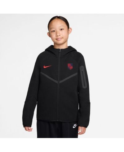 Nike Худи Tech Fleece с полной молнией для мальчиков и девочек, черный USMNT