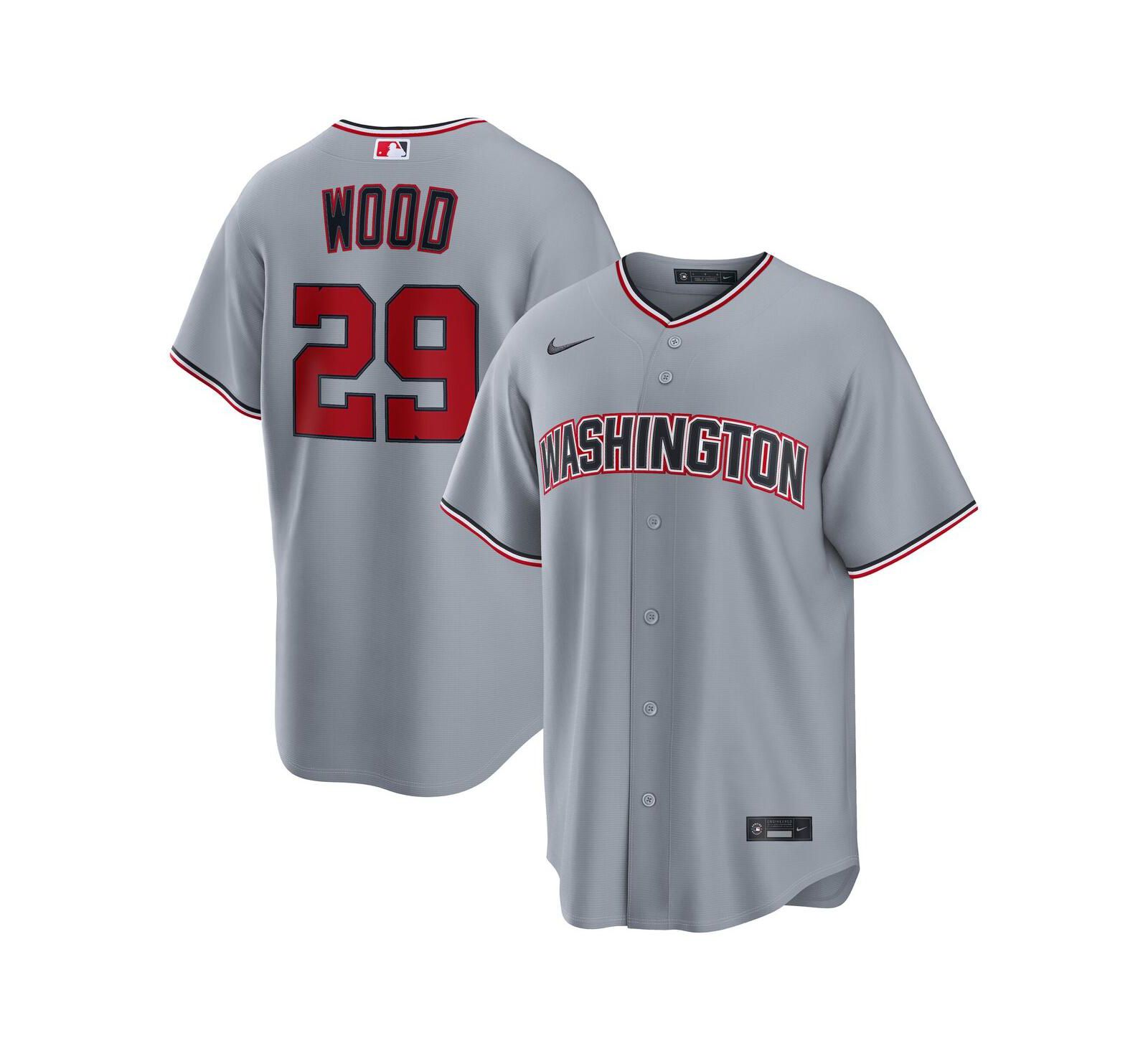 Мужская джерси Nike James Wood Gray Washington Nationals Road Replica