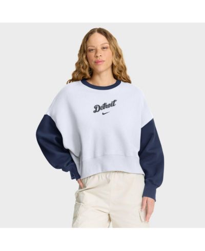 Nike Женская объемная флисовая толстовка Detroit Tigers, White/Navy