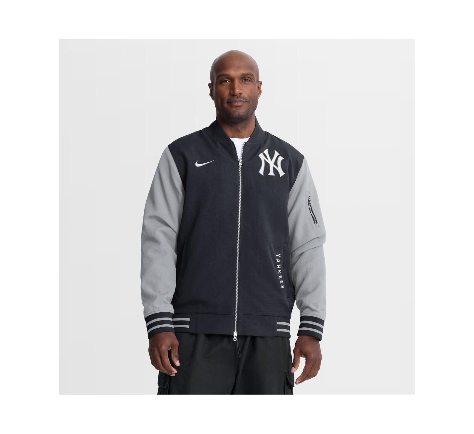 Nike Мужская бомбер-куртка Nike Navy/Gray New York Yankees Authentic Collection Dugout Relaxed Full-Zip
