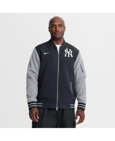 Nike Мужская бомбер-куртка Nike Navy/Gray New York Yankees Authentic Collection Dugout Relaxed Full-Zip
