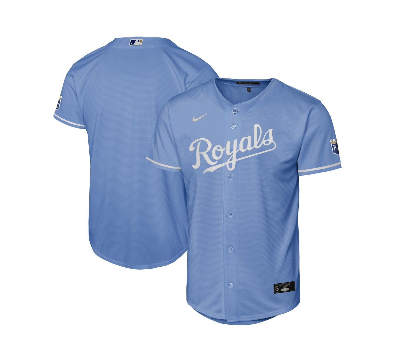 Nike Спортивная джерси Kansas City Royals Alternate Stadium для мальчиков и девочек, светло-голубая