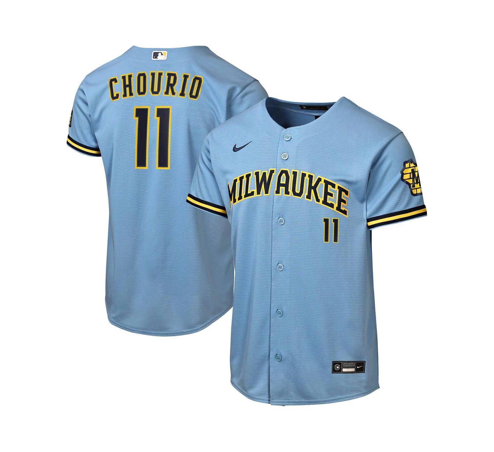 Детская джерси Nike Milwaukee Brewers Jackson Chourio Powder Blue