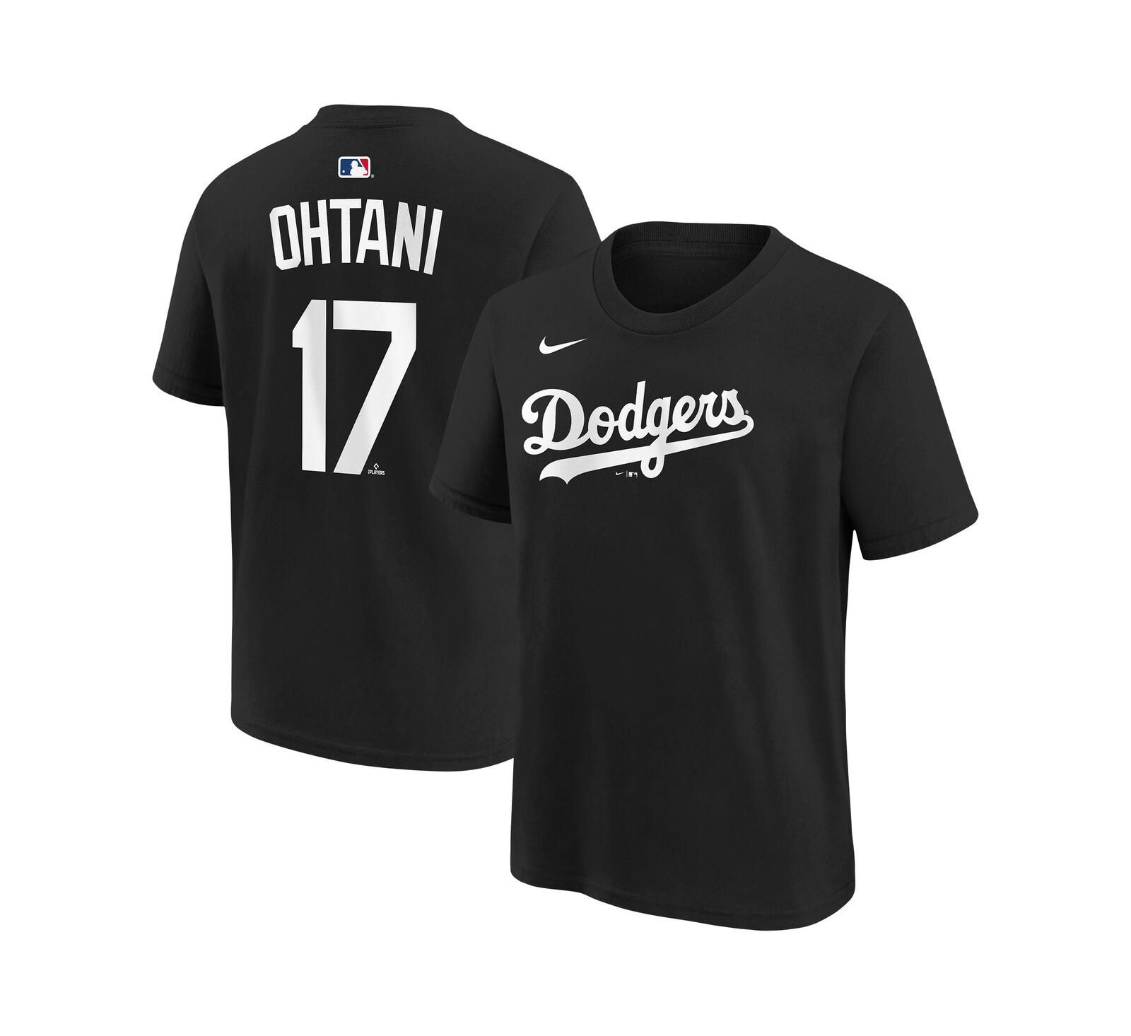 Nike футболка Shohei Ohtani Black Los Angeles Dodgers Name & Number для мальчиков и девочек