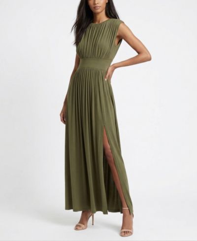 Taylor Women's Cinched Waist Ruched Crewneck Dress