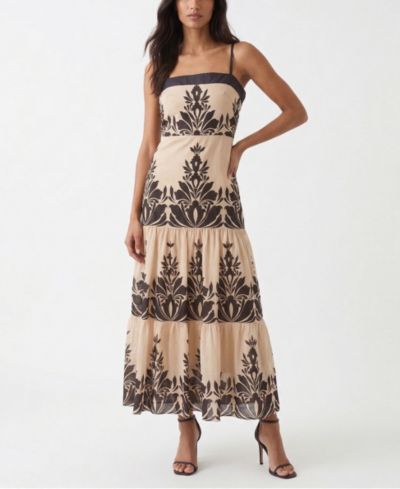 Taylor Women's Tiered A-Line Square Neck Midi Dress