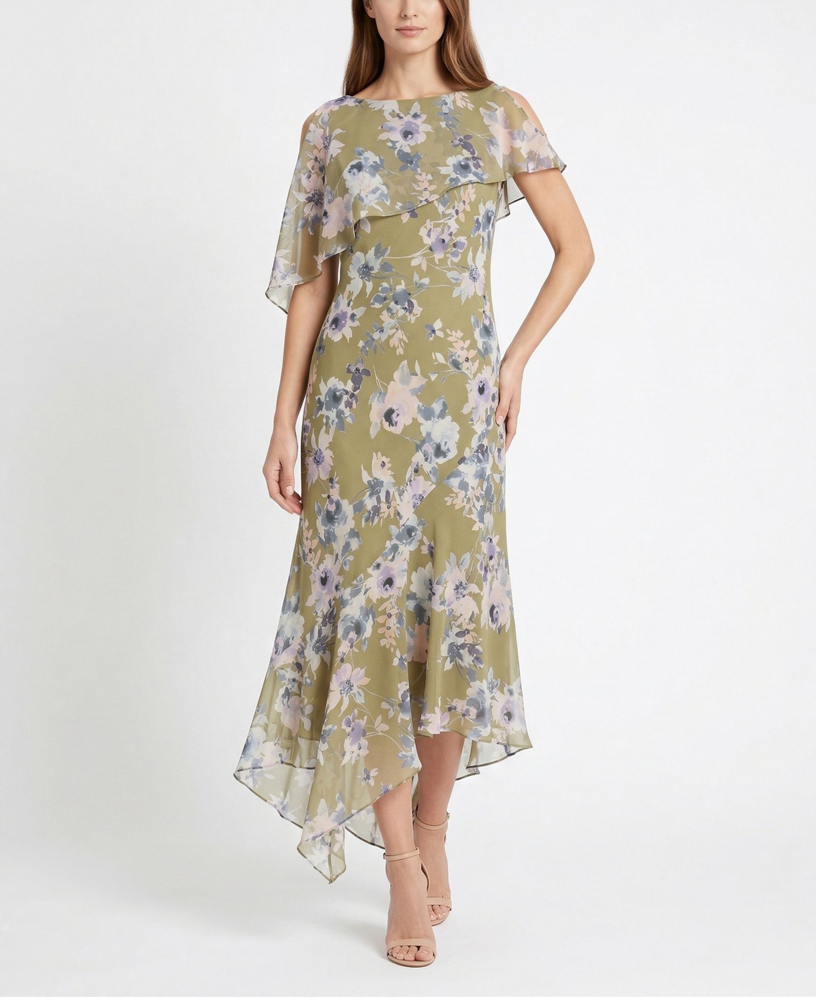 Женское Taylor Floral Print Capelet Fit & Flare Crewneck Dress