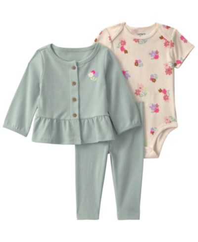 Детский набор Carter's Floral Layering: лонгслив, боди и брюки, 3-piece set