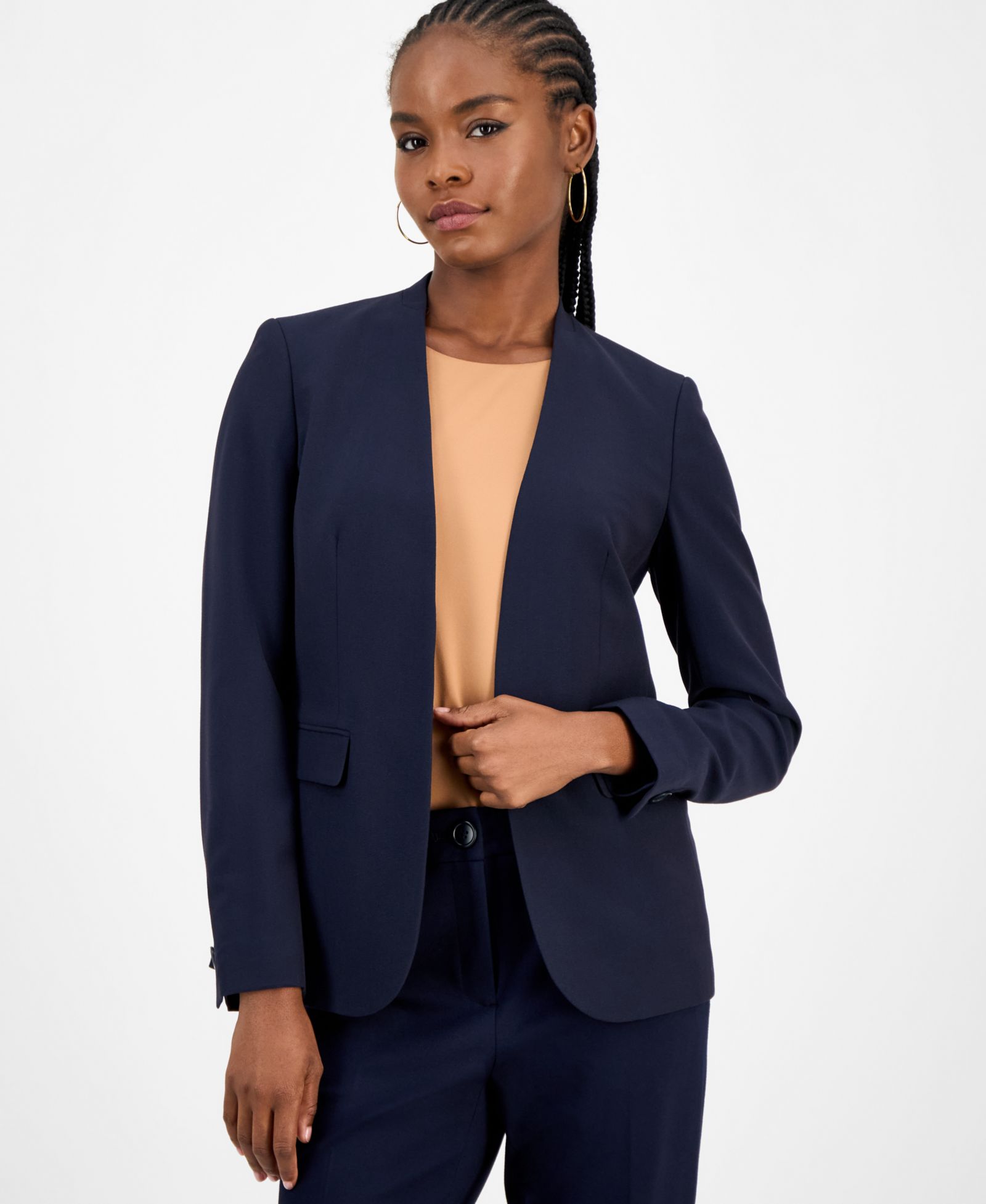 Bar III Women's Bi-Stretch Collarless Open-Front Blazer, Created for Macy's