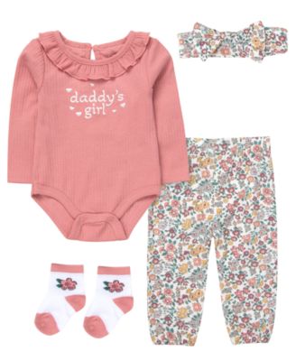 Baby Essentials детский набор из 4 предметов: боди с длинным рукавом, брюки джоггеры, носки и повязка на голову