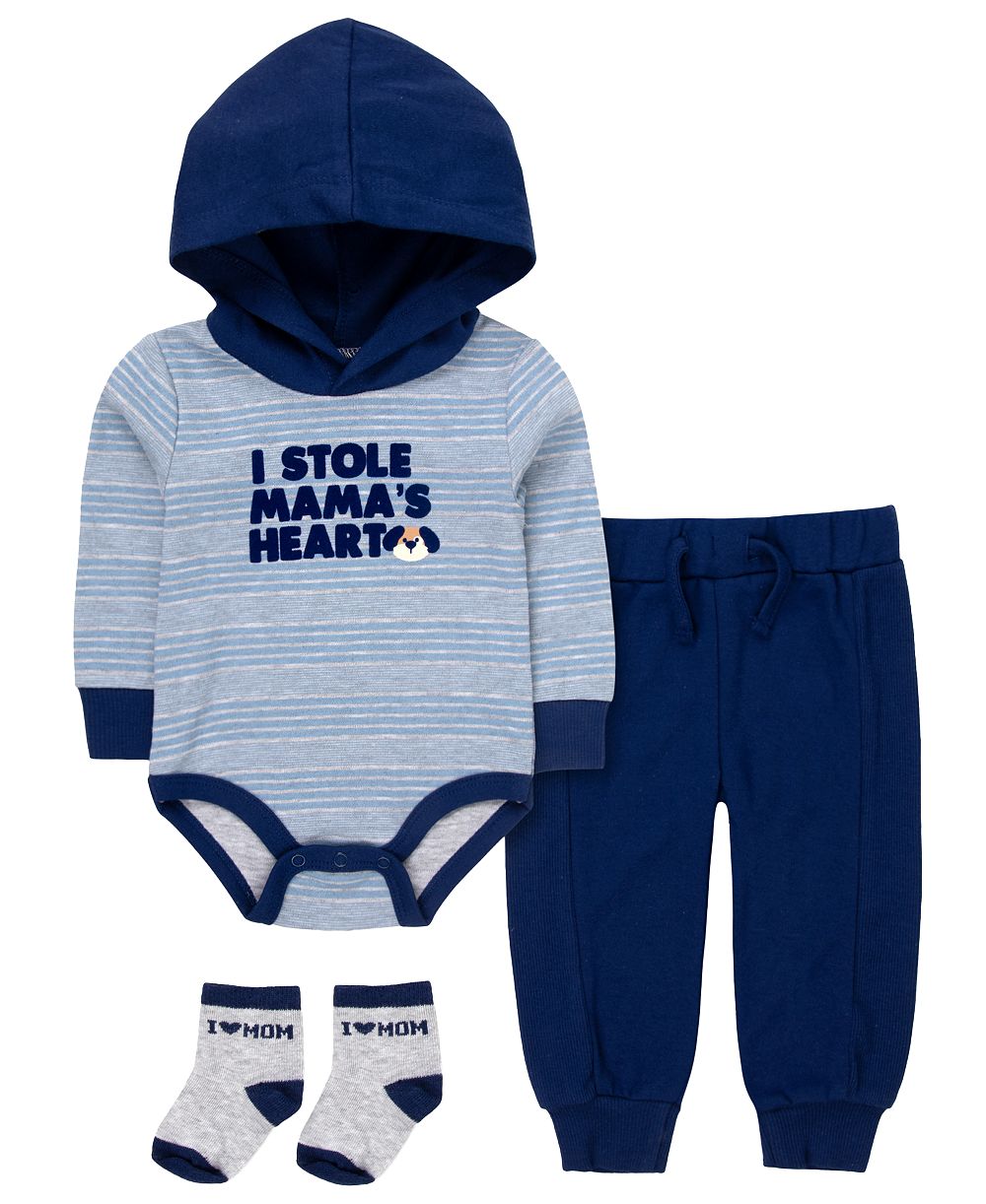 Детский комплект из 3 предметов от Baby Essentials: боди с длинным рукавом, брюки джоггеры и носки для мальчиков