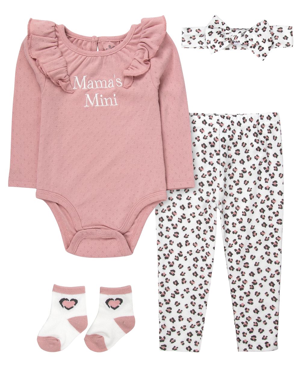 Детский комплект из 4 предметов Baby Essentials: боди с длинным рукавом, леггинсы, носки и повязка на голову