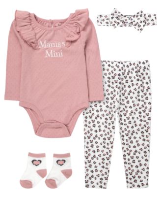 Детский комплект из 4 предметов Baby Essentials: боди с длинным рукавом, леггинсы, носки и повязка на голову