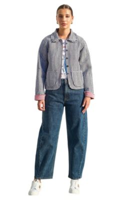 Yumi Women's Gingham Frill Collar Jacket