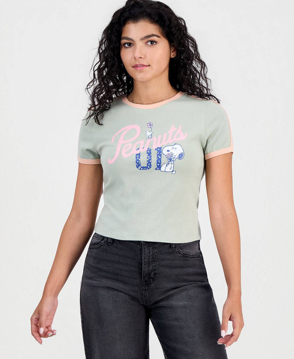 Peanuts Juniors' Sporty Snoopy Ringer Tee