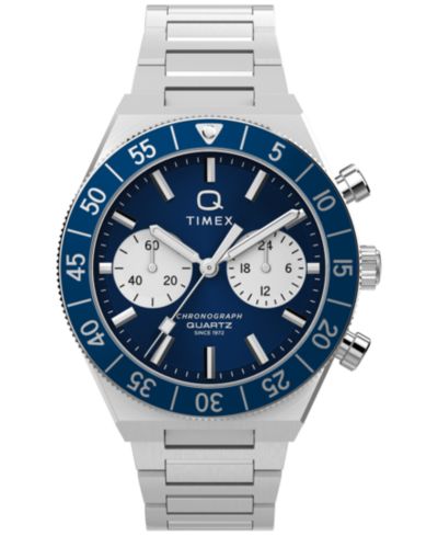 Timex Men's Quartz Chronograph Silver-Tone Stainless Steel Watch 40mm
