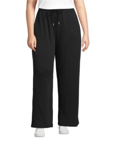 Lands' End Women's Sport Knit High Rise Pull On Relaxed Straight Leg Pants