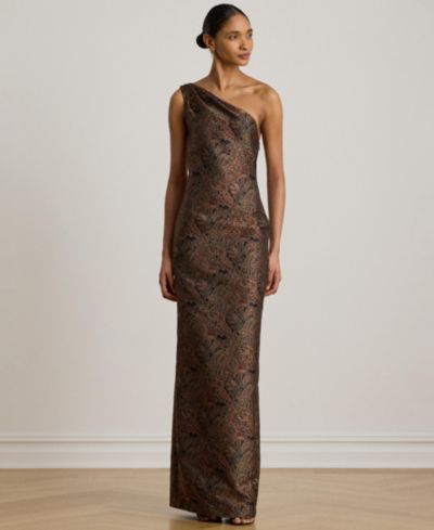 Lauren Ralph Lauren Женское вечернее платье с одноплечным кроем Paisley Jacquard